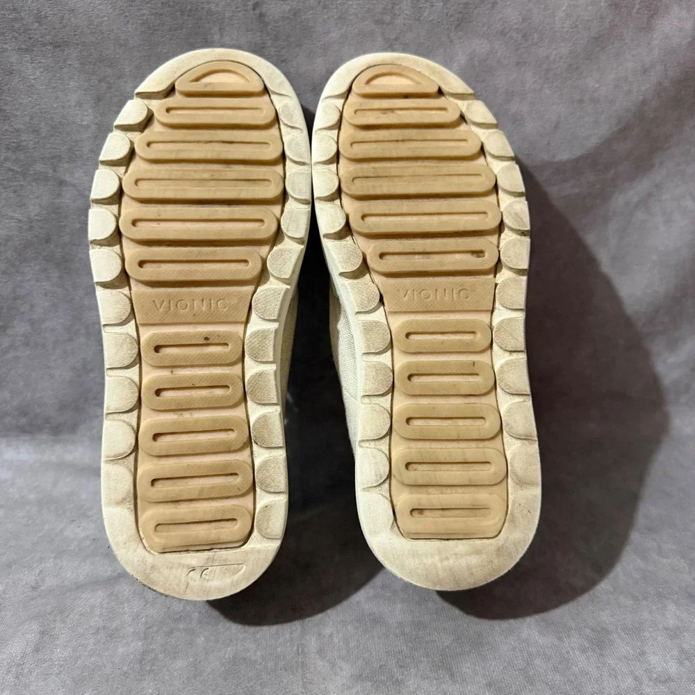 Vionic Elsa Sneakers Women 7 Cream Good Linen Platform Lace Up Casual Low Top